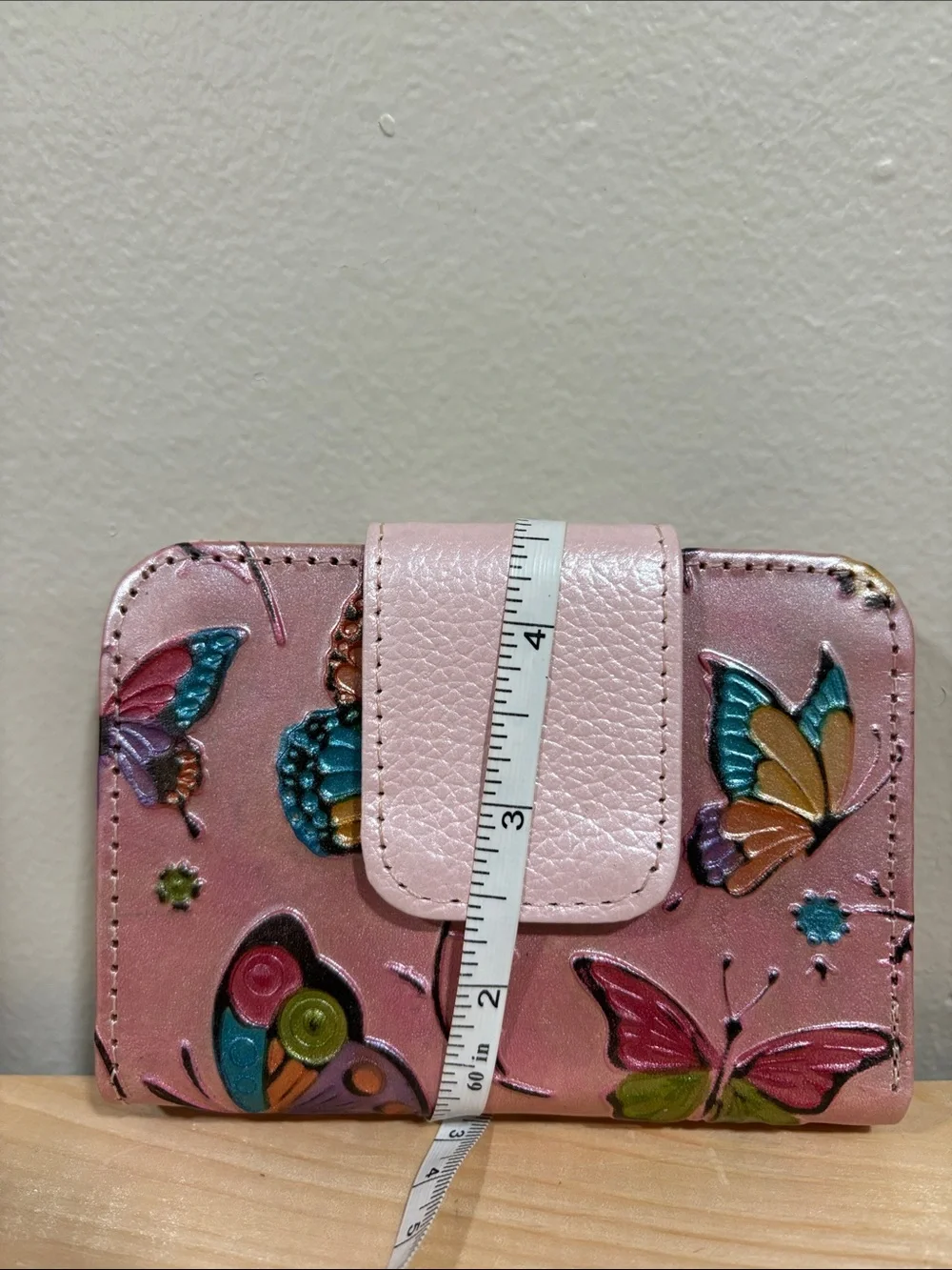 Pink Butterfly Embossed Wallet - Women